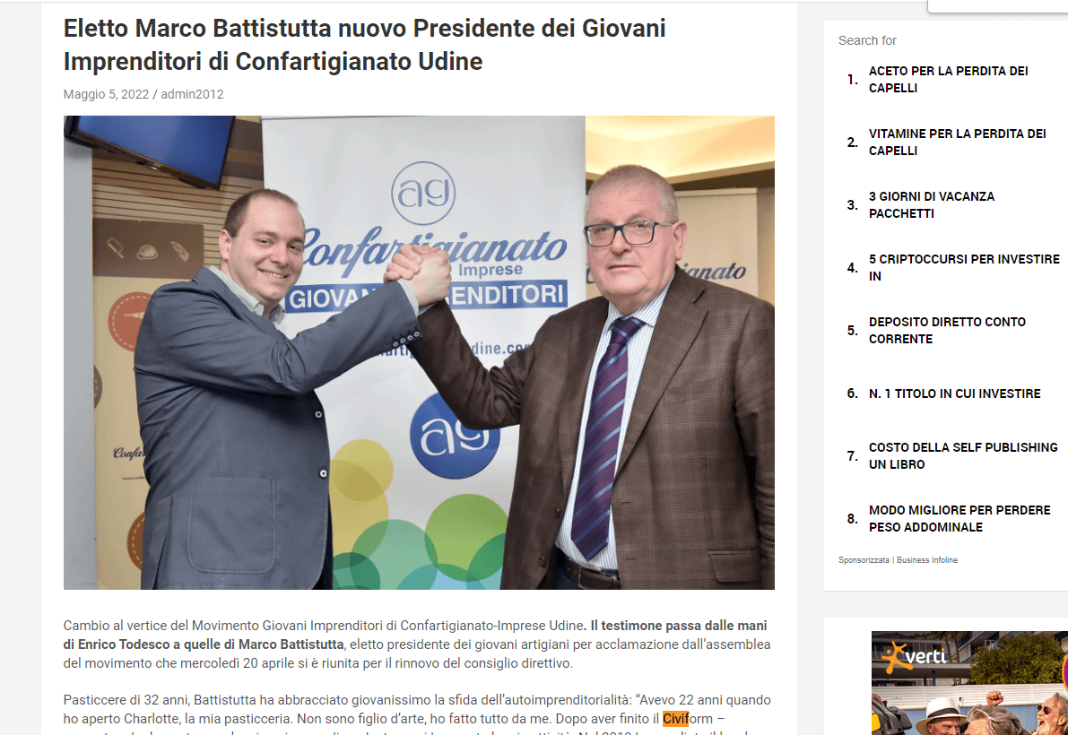 Eletto Marco Battistutta nuovo Presidente dei Giovani Imprenditori di Confartigianato Udine